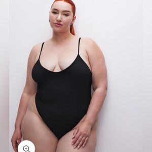 NWT Good American Always Sunny One-Piece Swimsuit Black Double Scoop Size 8 5XL